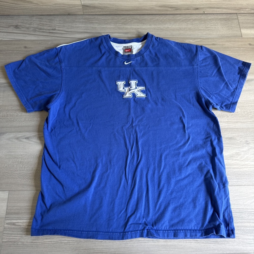 Vintage Kentucky Wildcats Shirt Women's L Blue Nike Team Center Swoosh Check Y2K